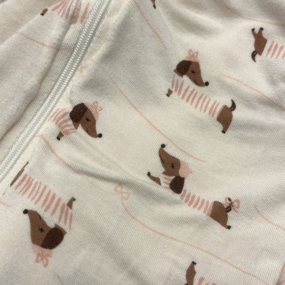 Milkberry Baby Girl Bamboo Set of 2 Footie Sleepers 6-9 months dog bows like new - Picture 5 of 5